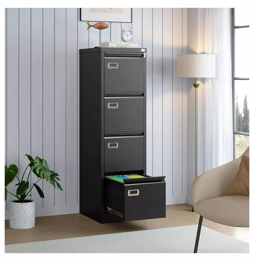 ZHANGHU 4 Drawer Vertical File Cabinet Lock Metal Filing Cabinet Home Office Organizer Storage Cabinet Letter Size