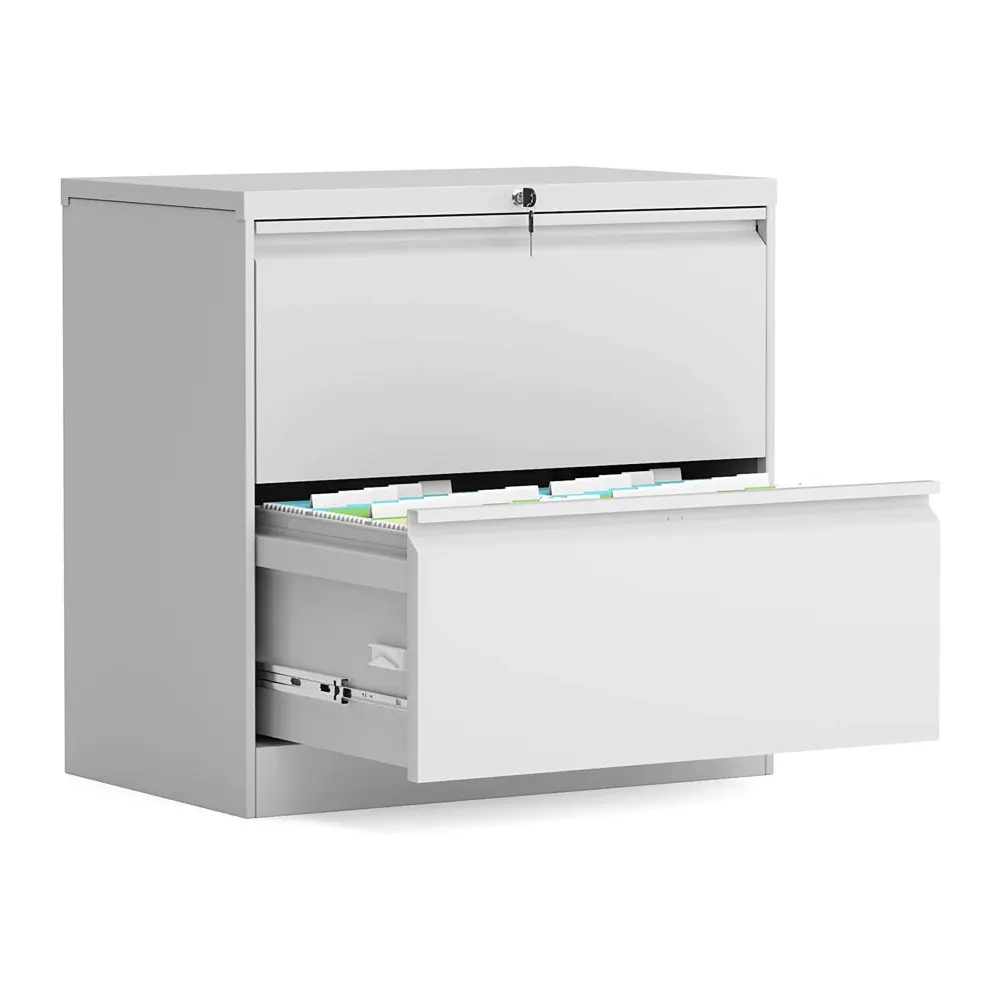 AOBABO 28 Inch Locking 2 Drawer Metal Office Storage Filing Cabinet White