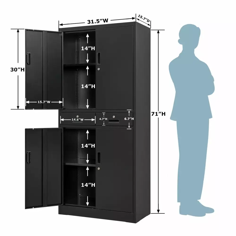 Metal File Storage Cabinet 2 Lockable Drawers 71H Adjustable Shelf Office Garage Warehouse CJF