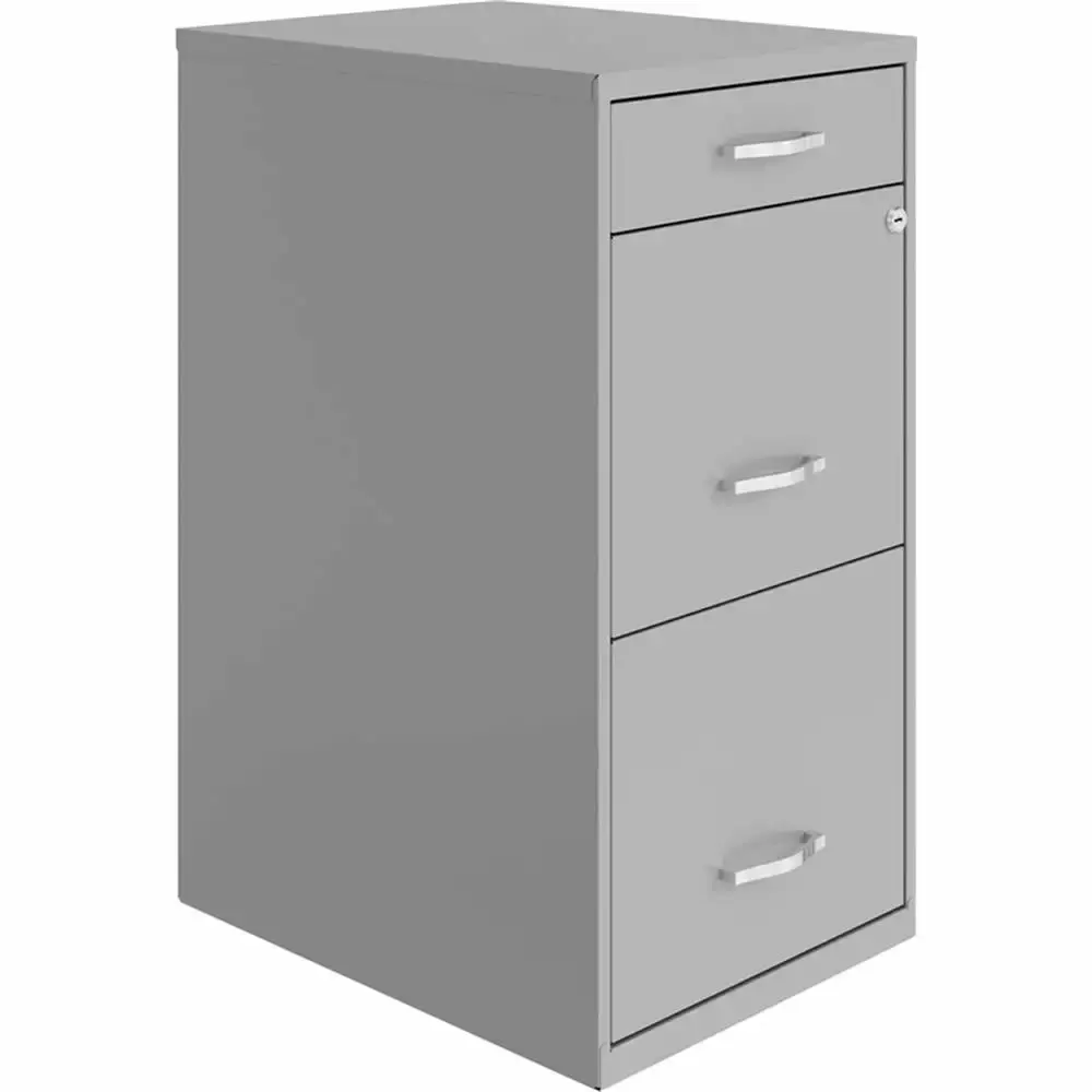 Home Square 2-Pack 3 Drawer Metal Organizer File Cabinet Arctic Silver