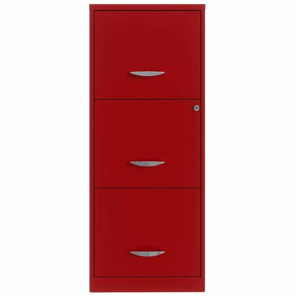 Home Square 3 Drawer Metal Vertical Filing Cabinet Set Lava Red (Set 2)