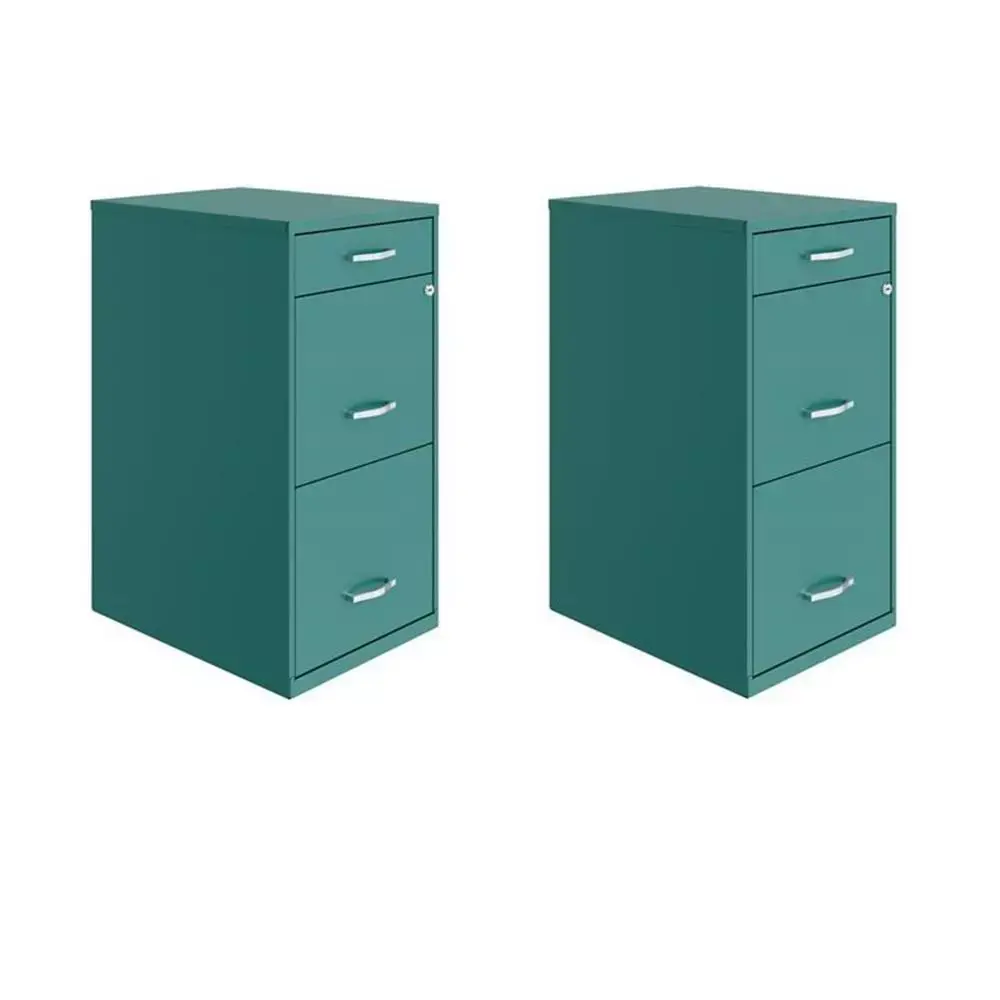 Home Square Set 2 3 Drawer Organizer File Cabinet Turquoise
