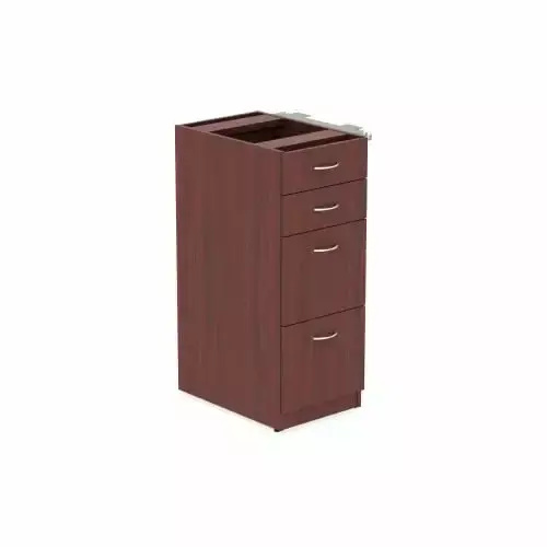 Lorell Relevance Series Mahogany Laminate 4-Drawer Office Storage Cabinet Silver Pulls