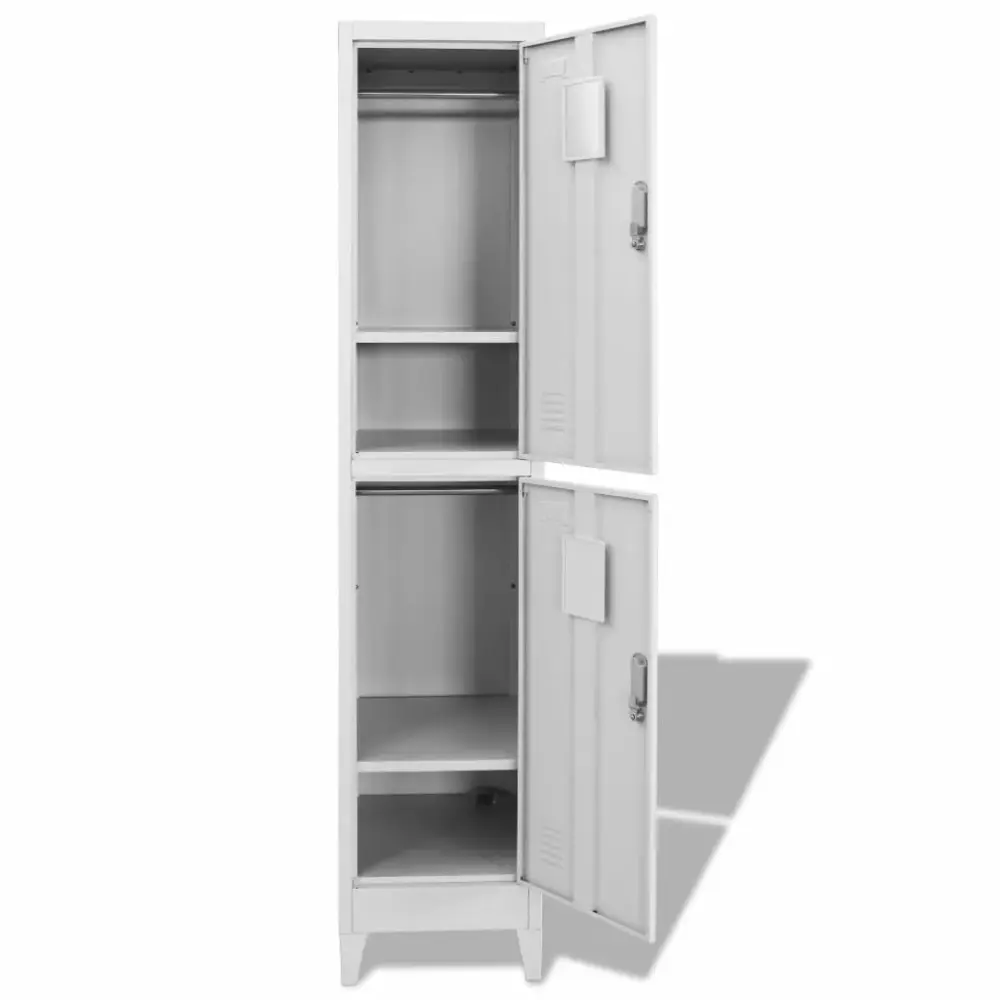 Dcenta Locker Cabinet 2 Storage Compartments Lockable Doors Metal File Office Cabinet Gray