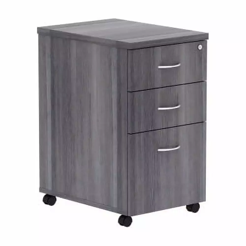 Lorell Weathered Charcoal Laminate Desking Pedestal 3-Drawer 16 x 22 x 28.3