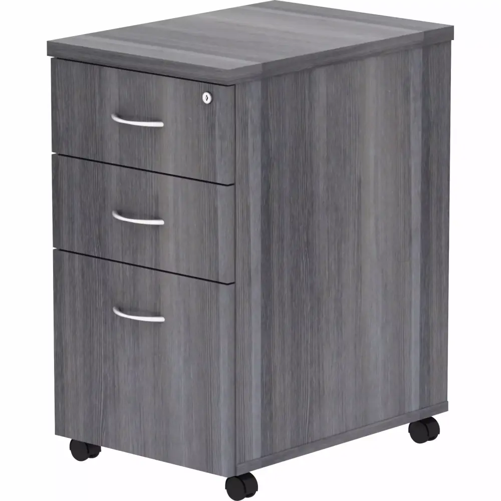 Lorell Weathered Charcoal Laminate Desking Pedestal 3-Drawer 16 x 22 x 28.3