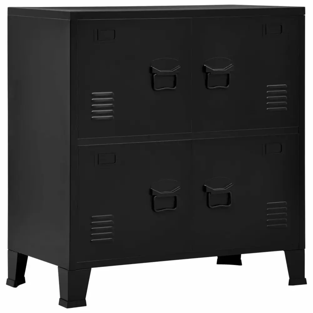 Dcenta 4 Door Office Cabinet Storage Shelf and Name Tags Black