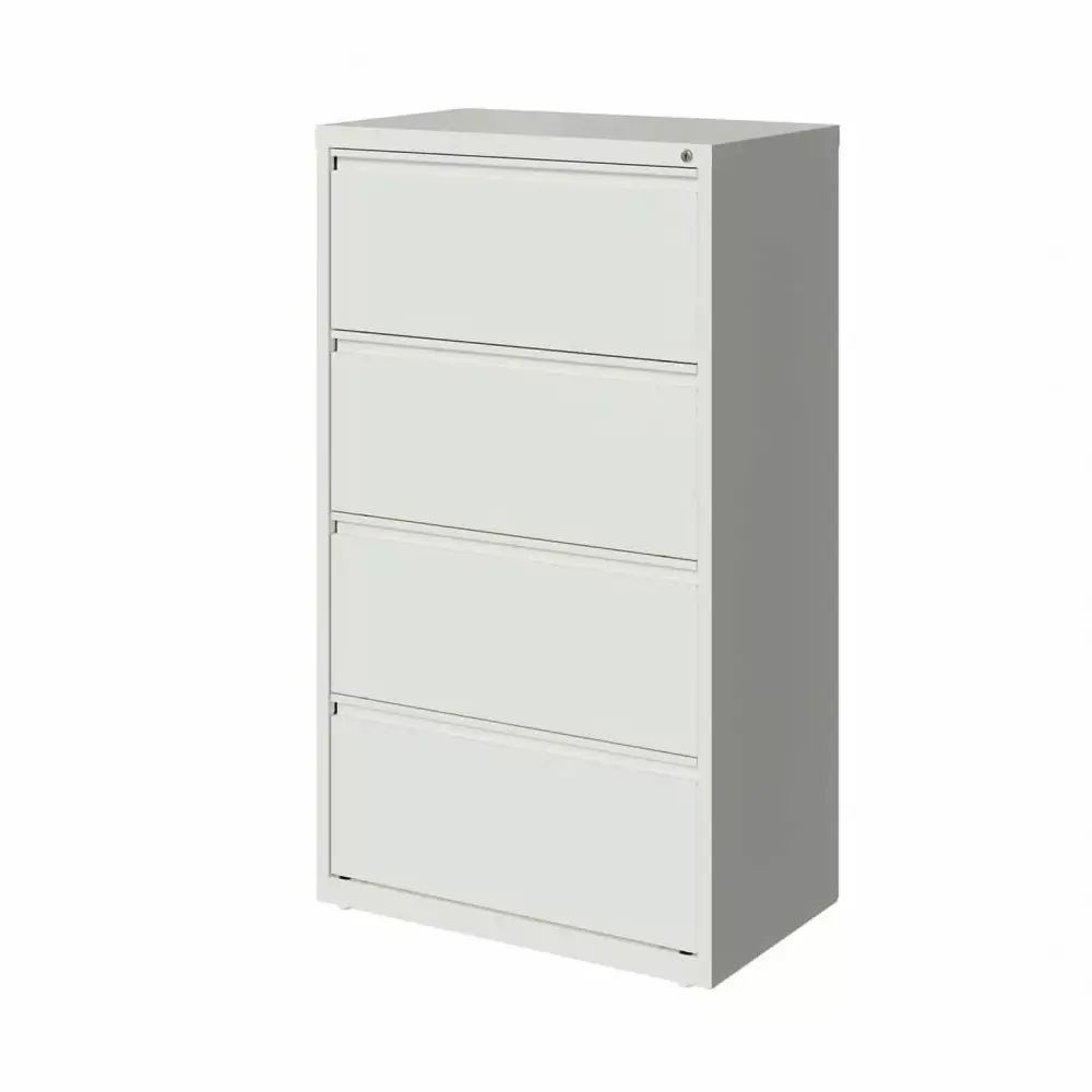 Pemberly Row 30 4-Drawer Modern Metal Lateral File Cabinet White