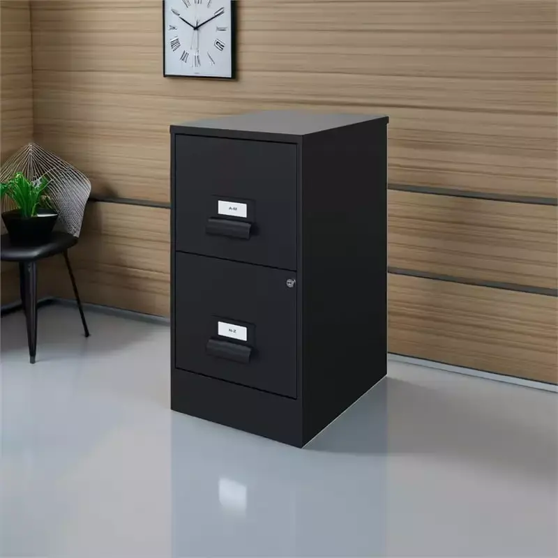 Pemberly Row 2 Drawer Vertical Black Metal Filing Cabinet Pre-assembled