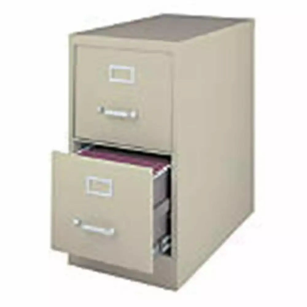 Quill Brand 25 Inch 2-Drawer Metal Vertical File Cabinet Putty Office