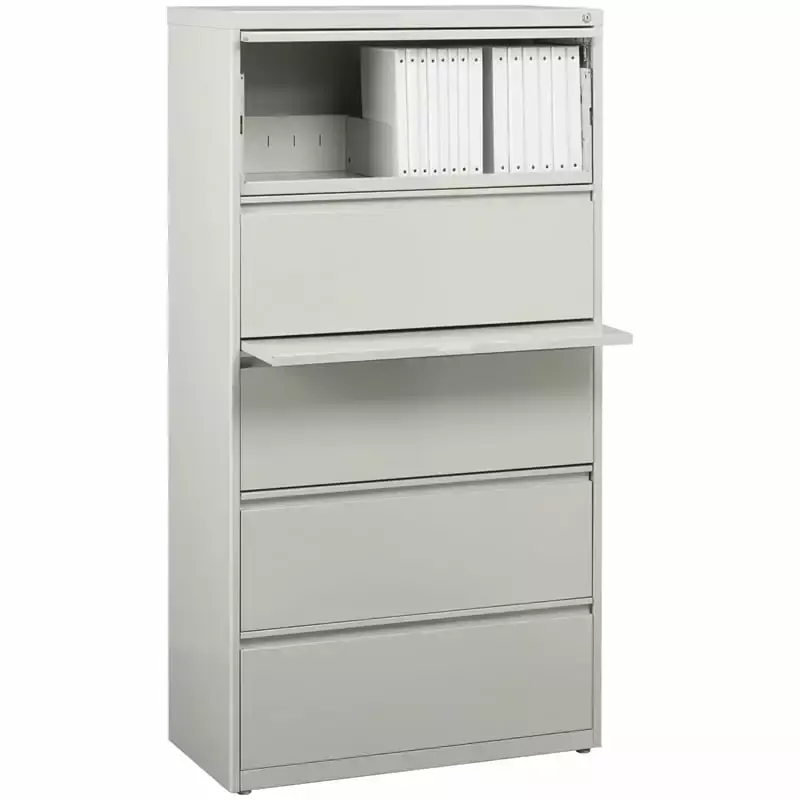 Scranton & Co 5-Drawer Modern Metal Lateral File Cabinet Light Gray