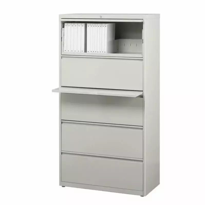 Scranton & Co 5-Drawer Modern Metal Lateral File Cabinet Light Gray