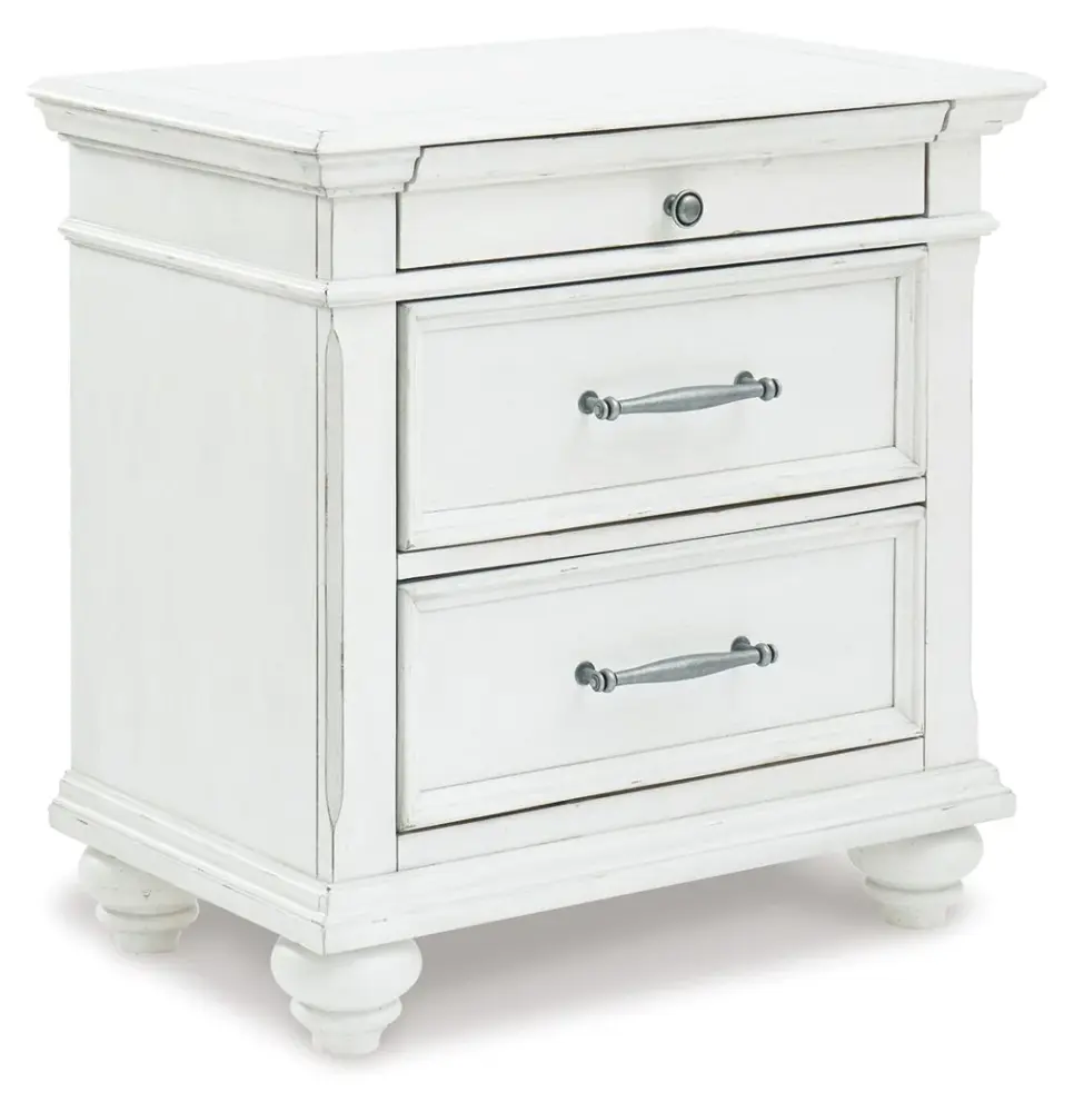 Kanwyn - Three Drawer Night Stand - Whitewash | Lightweight | Durable