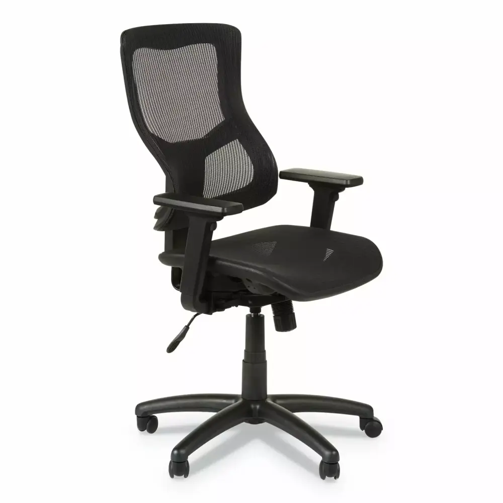Alera Elusion II Series Suspension Mesh Mid-Back Synchro Seat Slide Chair Black Supports 275 lb