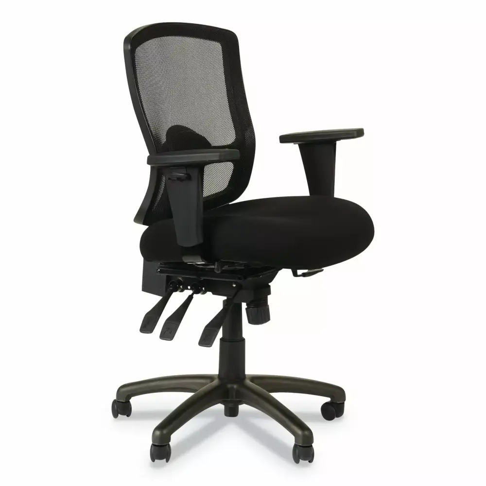 Alera Etros Series Mesh Mid-Back Petite Multifunction Chair Black Supports 275 lb Adjustable Seat Height