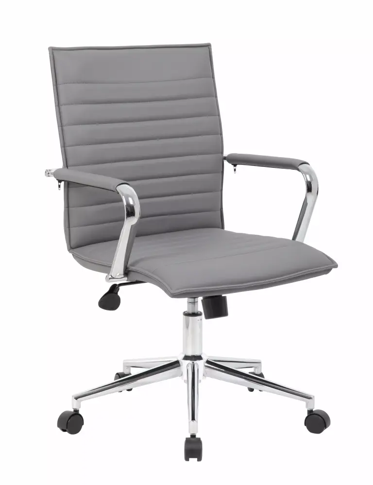Boss Office Home Mid-Back Ribbed Adjustable Office Task Chair Gray Boss Office Products
