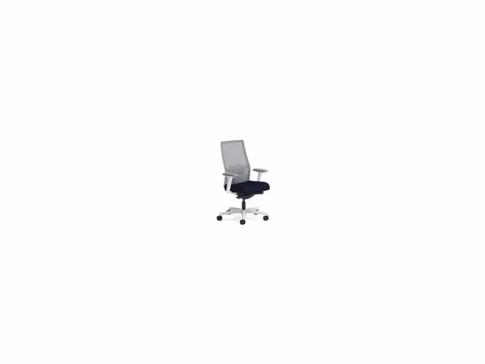 HON I2M2AFC98ADW Ignition Mid-back Task Chair Navy Fabric Seat Fog Mesh Back Designer White Frame