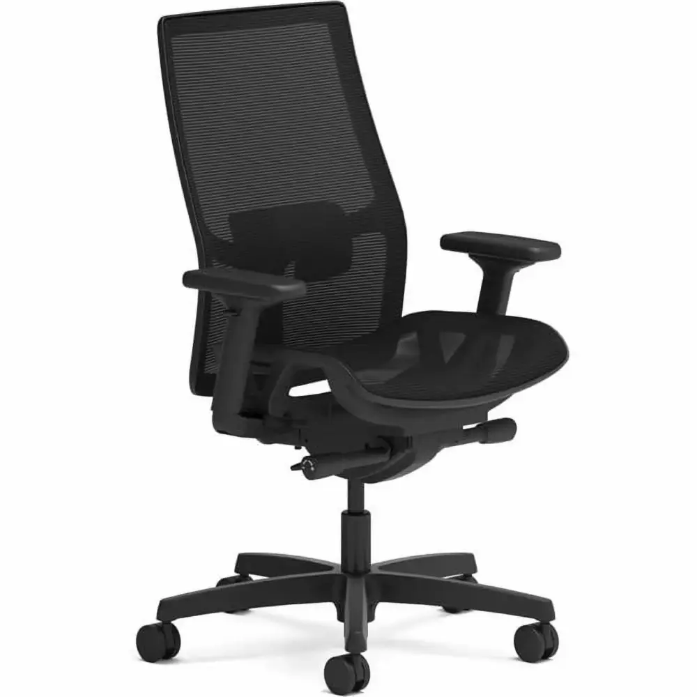 HON Ignition 2.0 Mid-back Mesh Seat Task Chair Black Fog Mesh Back Armrest