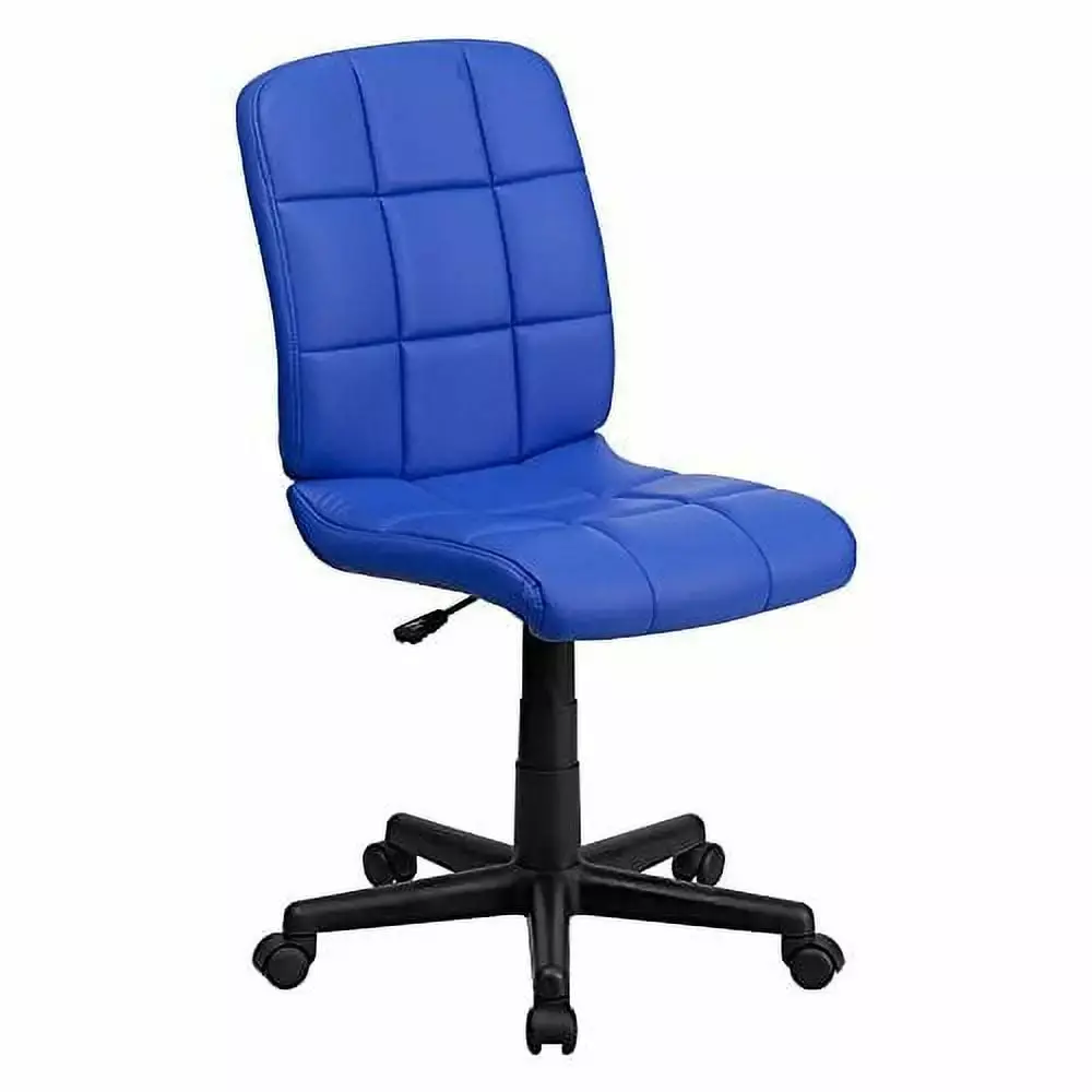Offex GO-1691-1-BLUE-GG Mid-Back Quilted Vinyl Task Chair Blue - Durable and Stylish