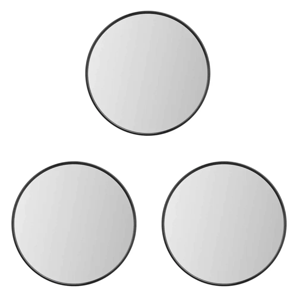 Adjust 3 Round Mirrors Black Framing, 10''