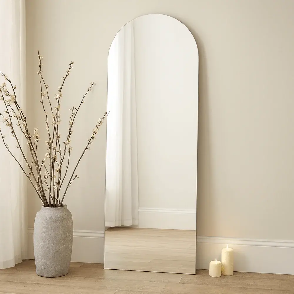 Cora Complete Length Arched Mirror 150x60cm - Silver
