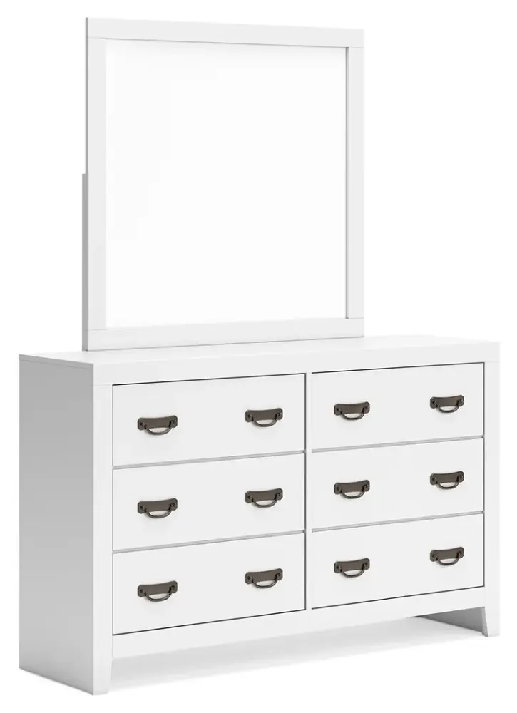 Sunburst Metal Binterglen - Dresser And Mirror - Alabaster