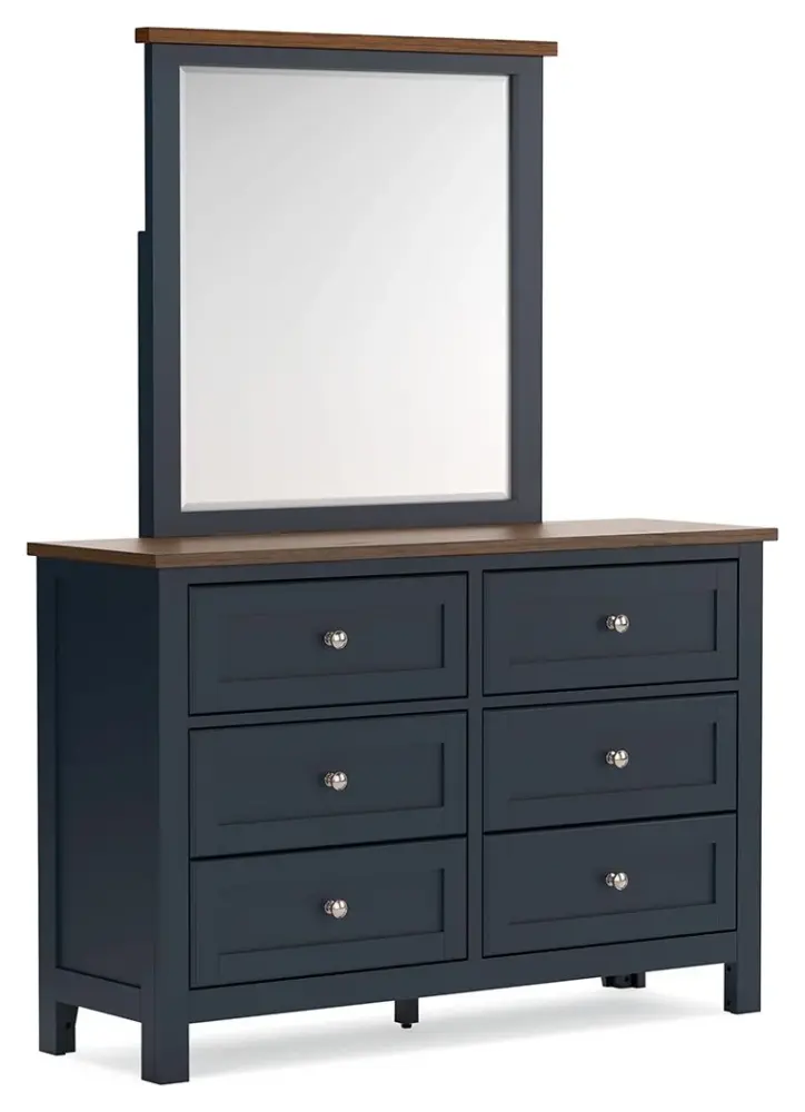 Sunburst Metal Landocken - Dresser and Mirror - Brown / Azure