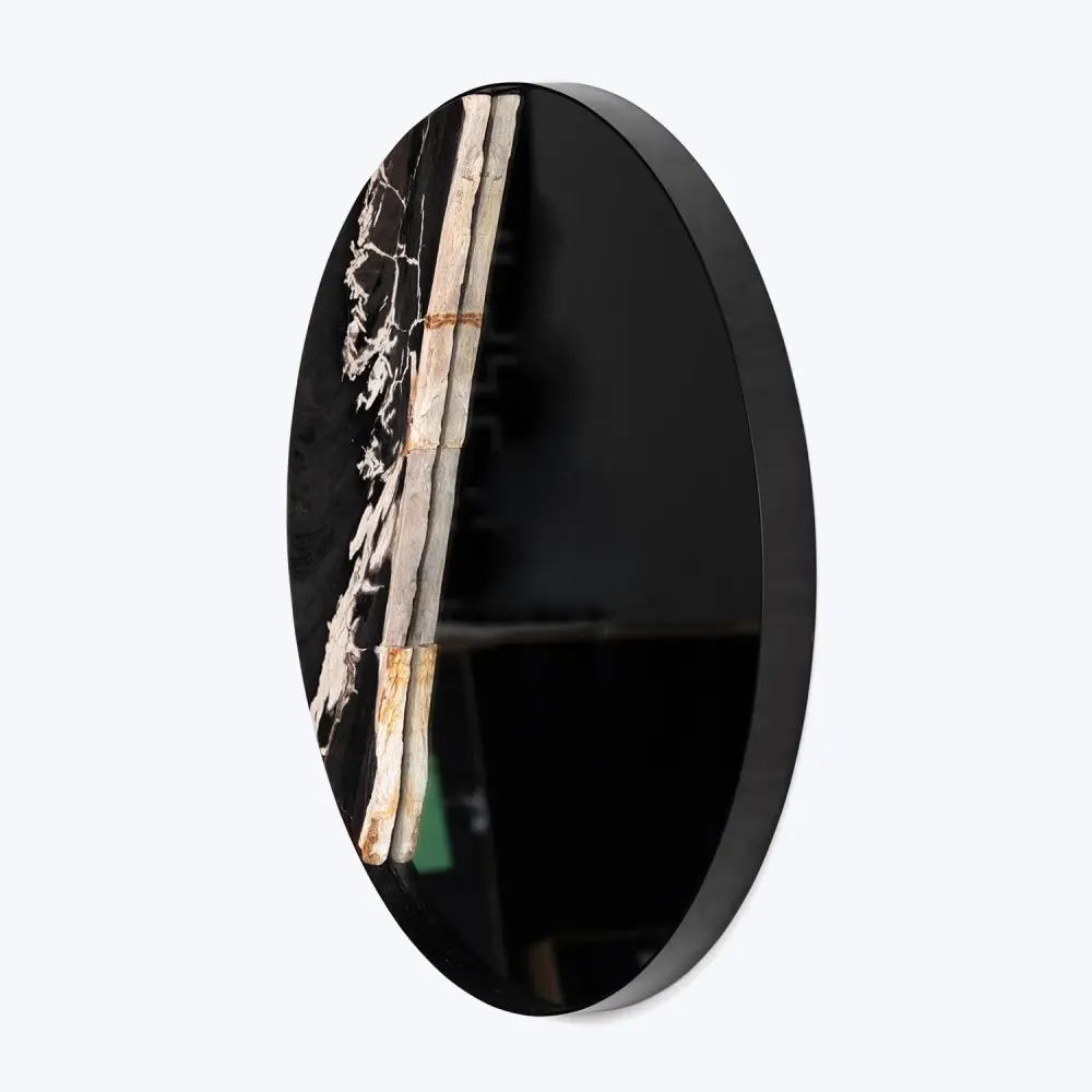 Vintage Distressed Petrified Wood Accent Mirror