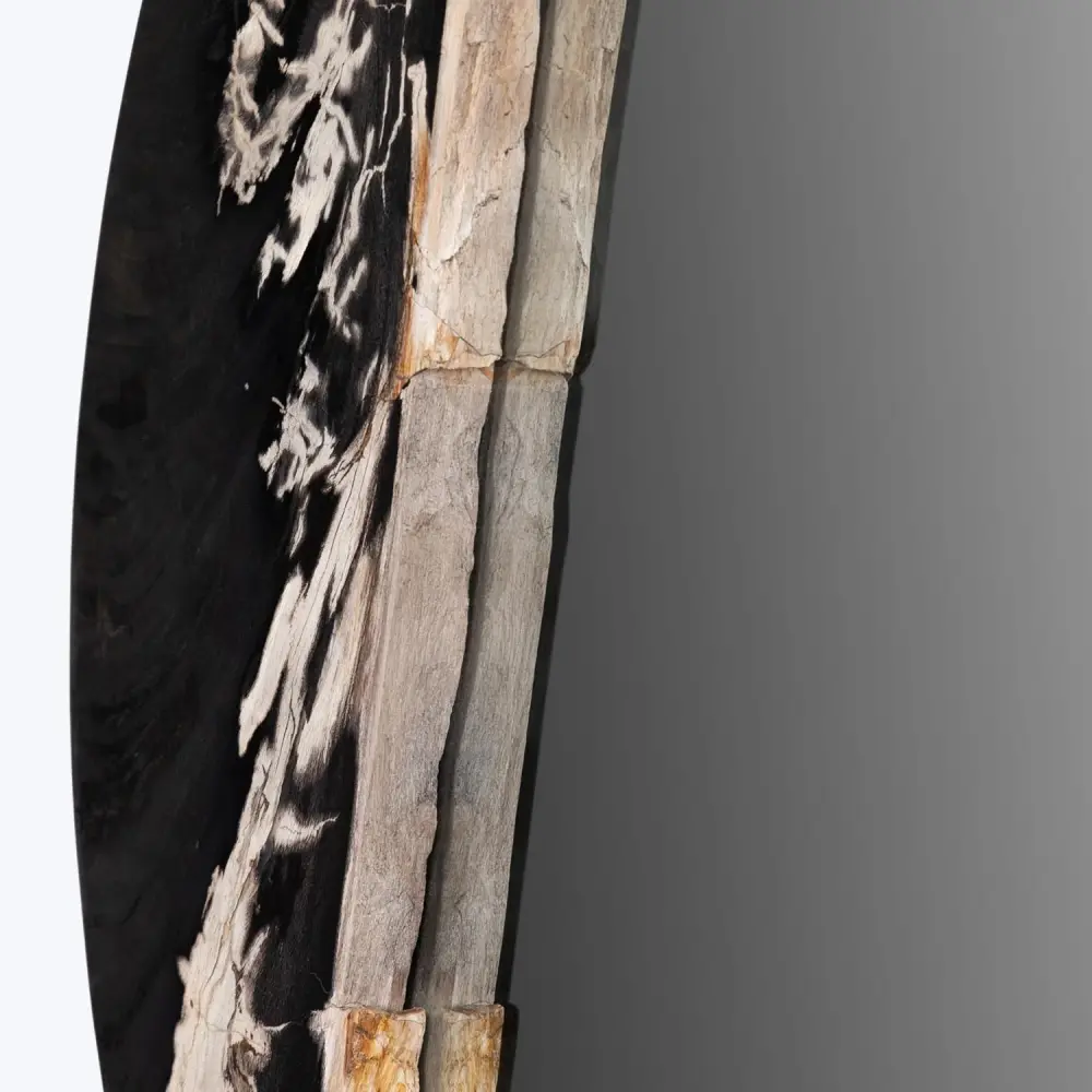 Vintage Distressed Petrified Wood Accent Mirror