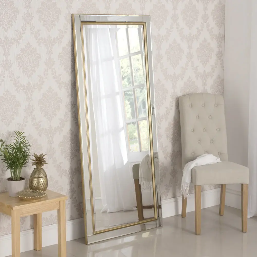 Yao Leaner Mirror - Golden Shatterproof Glass