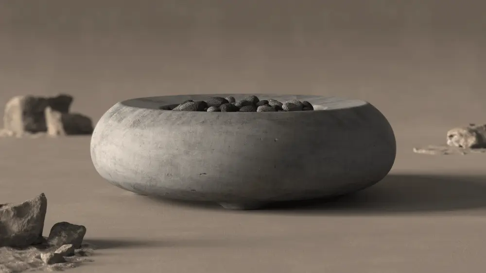 Anodized Aluminum Prism Hardscapes - Pietra Round Concrete Fire Bowl