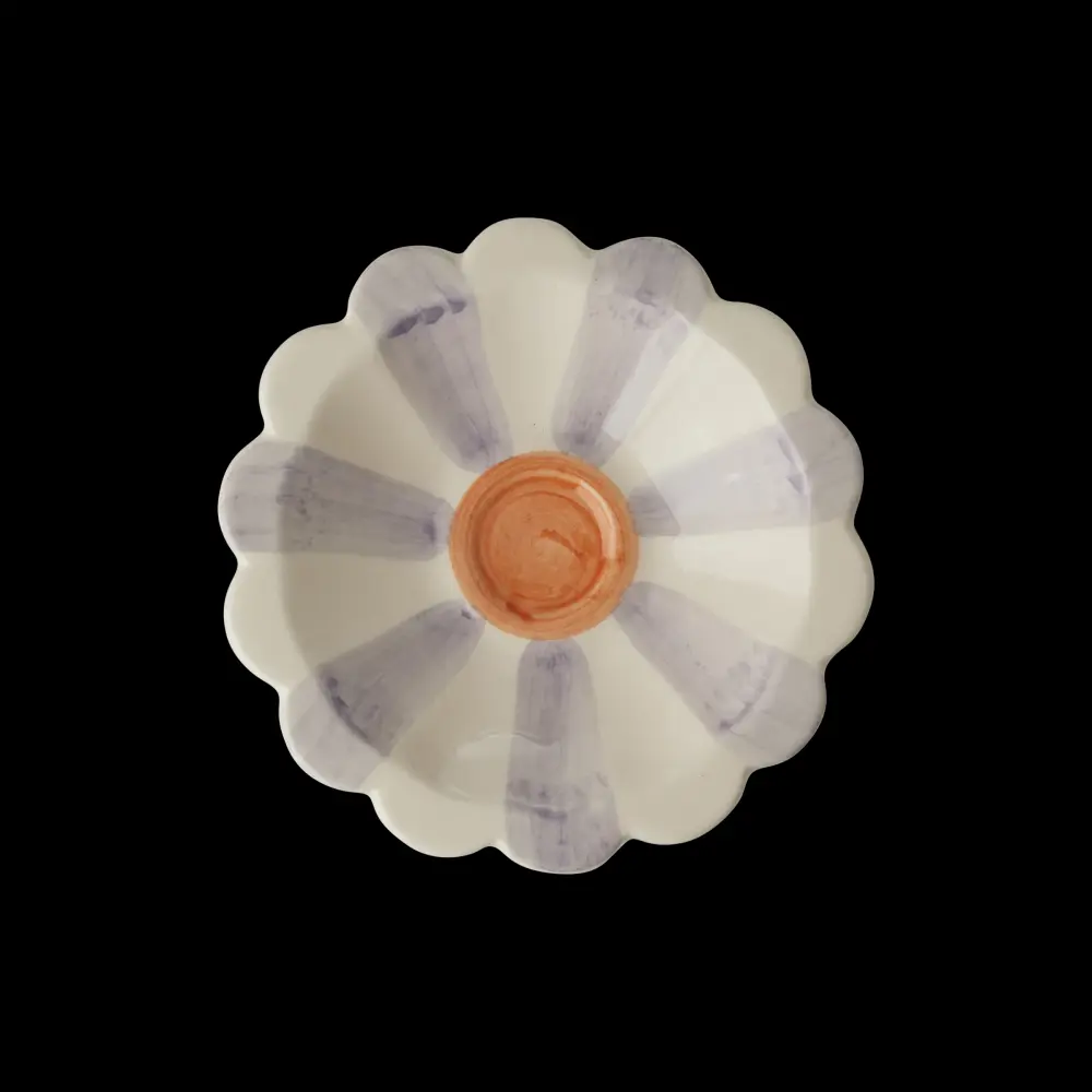 Ceramic Flower Dipping Bowl Hand Painted Stripes