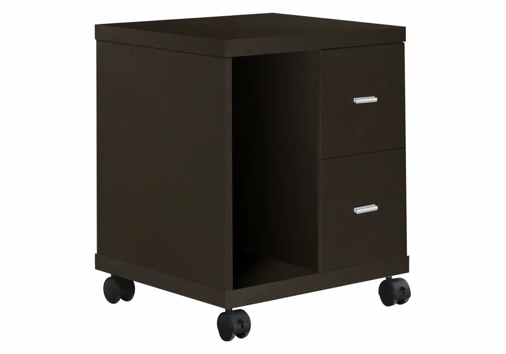HomeRoots Cappuccino Office Cabinet 2 Drawers on Castors