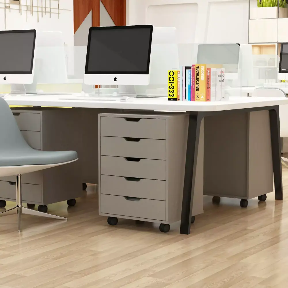 LANTRO JS Office Pulley Movable File Cabinet Wooden Drawer Cabinet Office Storage Low Cabinet