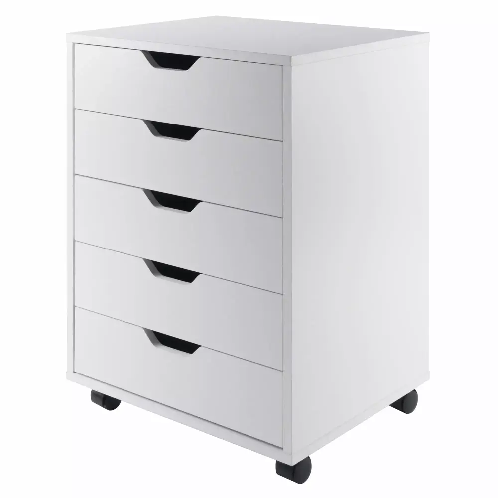 Winsome Wood Halifax 5-Drawer Mobile Cabinet 10519 White Finish Home Office