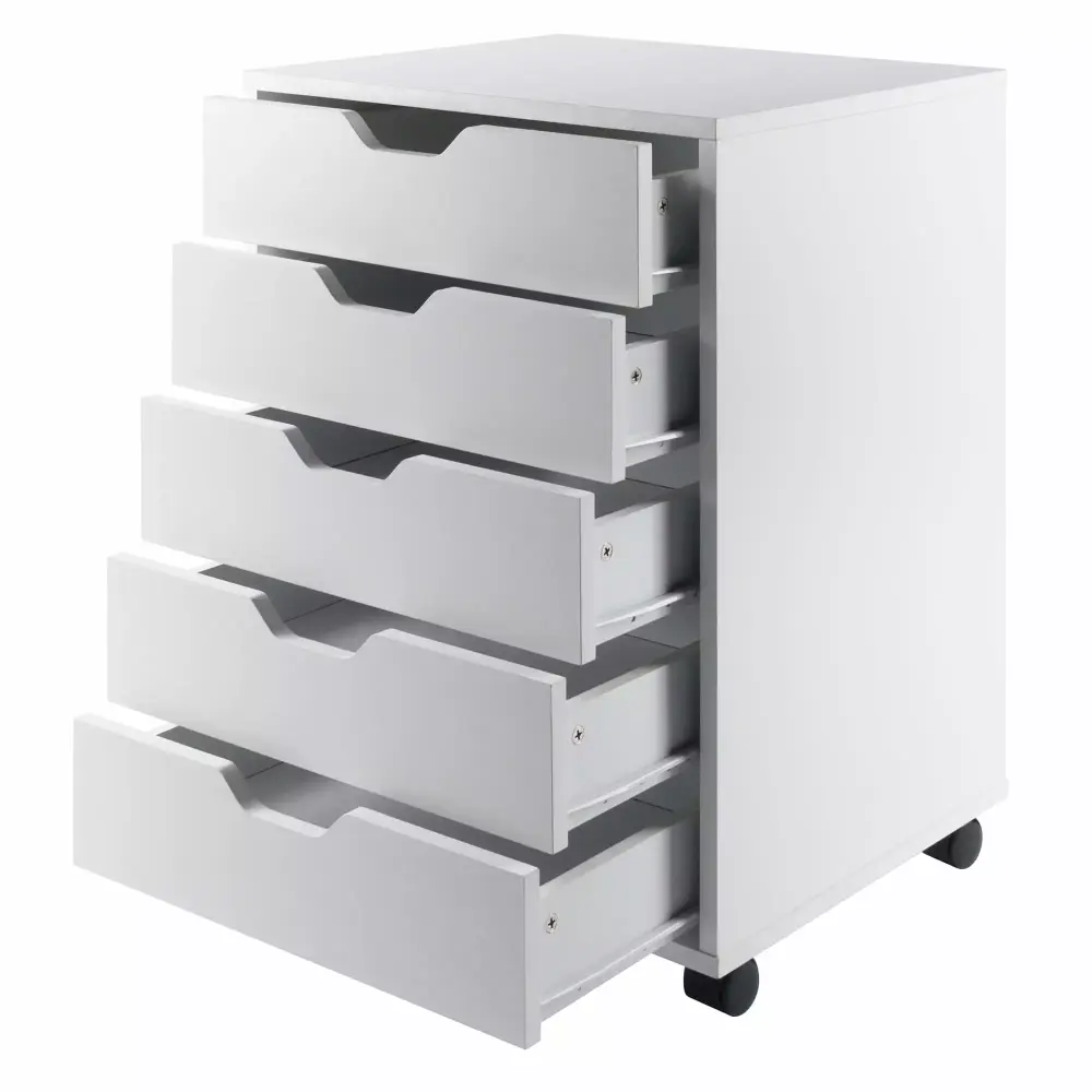 Winsome Wood Halifax 5-Drawer Mobile Cabinet 10519 White Finish Home Office