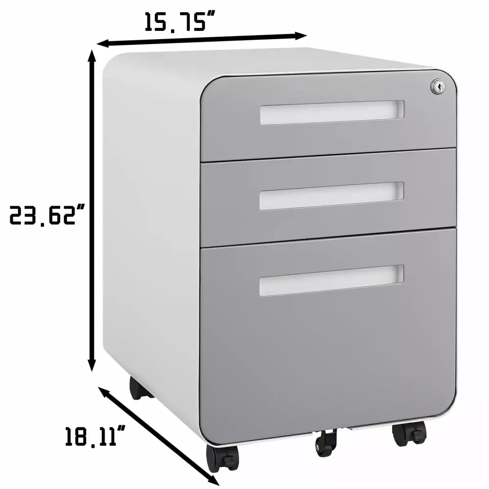 BangBird 3 Drawer Mobile File Cabinet Under Desk Office Storage Legal Letter A4 Files