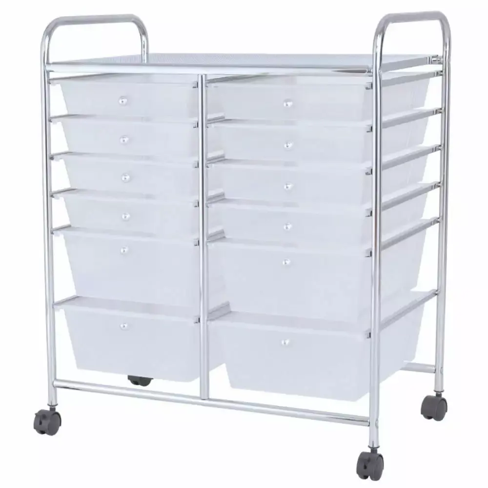 Barara King 12-Drawer Rolling Cart File Cabinet Organizer Home and Office