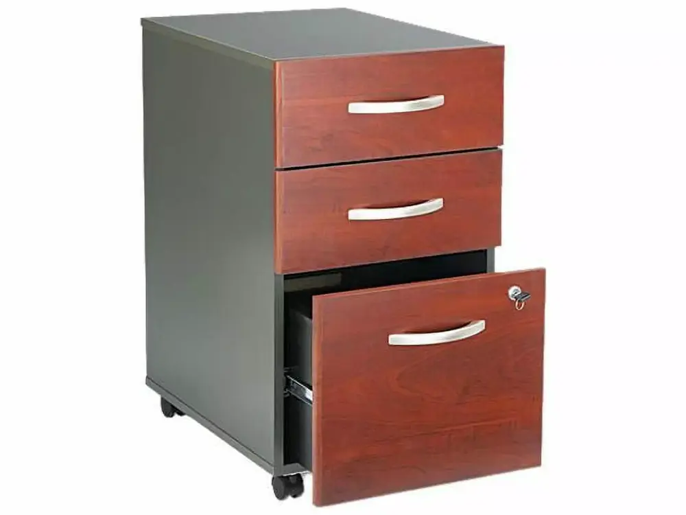 Bush Furniture WC24453SU 3-Drawer Mobile Ped File Graphite Gray Dark Cherry