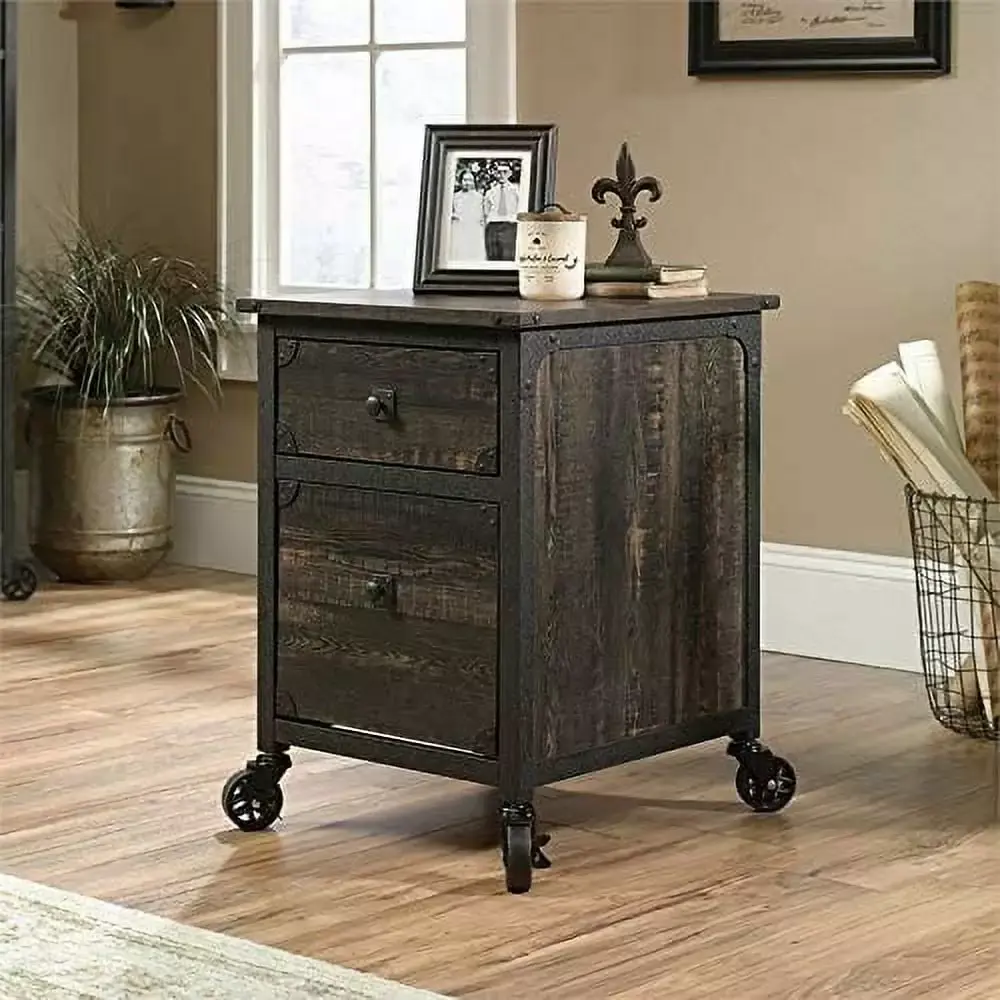 2 Drawer Mobile File Cabinet Carbon Oak Office Organizer Chansong