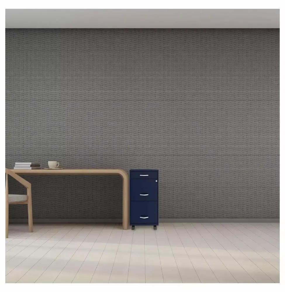 18 Inch Wide Filing Cabinet Mobile Organizer Hanging File Folders 3 Drawers Navy Blue CHNRED