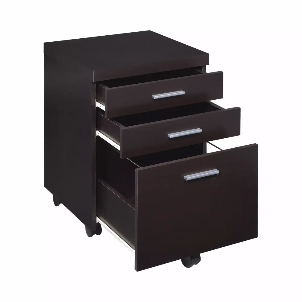 Skylar Cappuccino 3-Drawer Mobile File Cabinet Office Document Organization Coaster Company