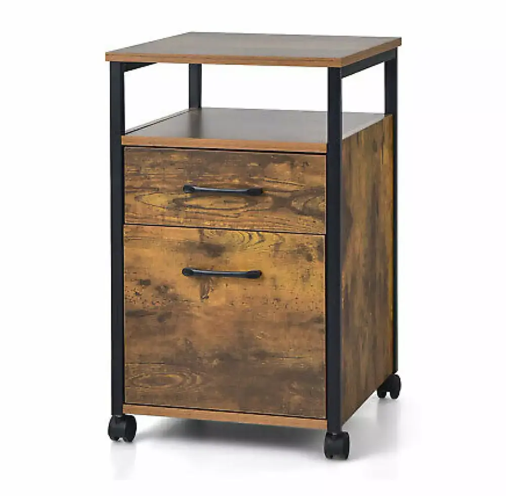 Depot Esh Mobile File Cabinet 2 Drawer Printer Stand Open Shelf Letter Size