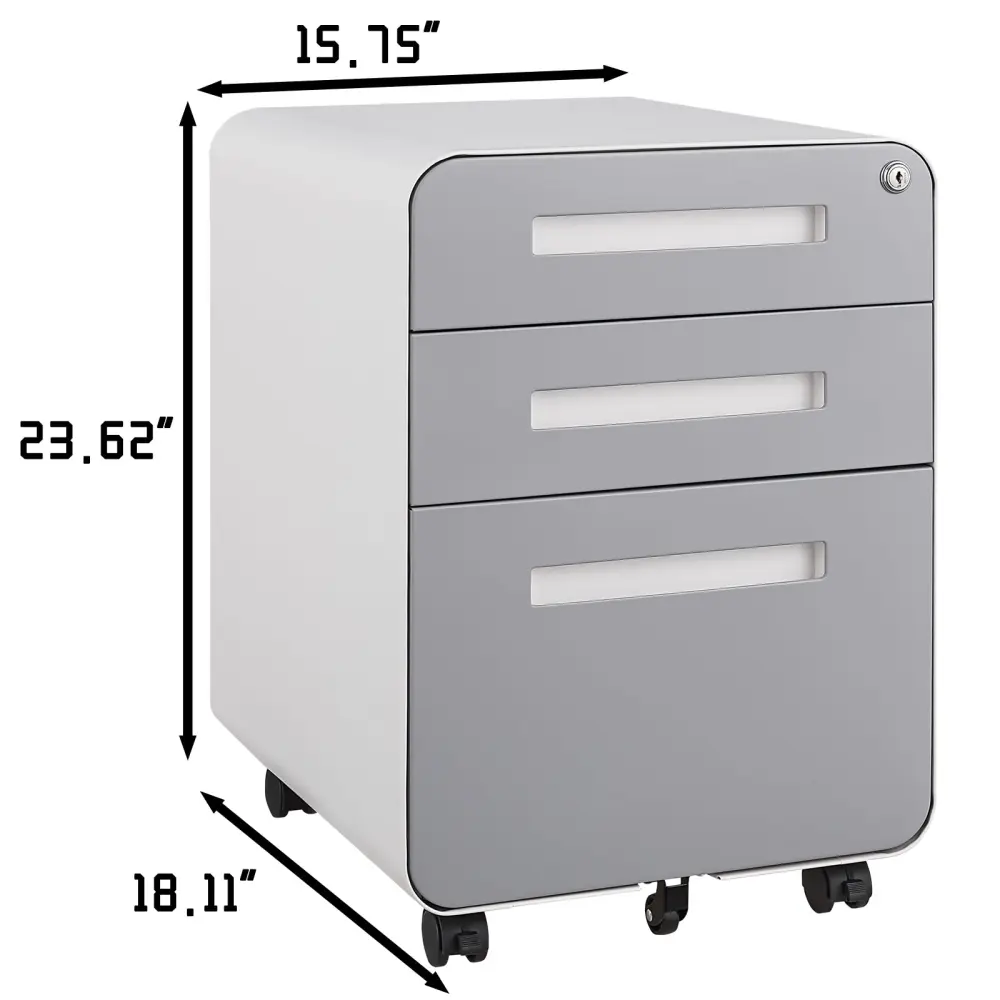 3 Drawer Mobile File Cabinet Under Desk Office Storage Multi-functional euloong furniture
