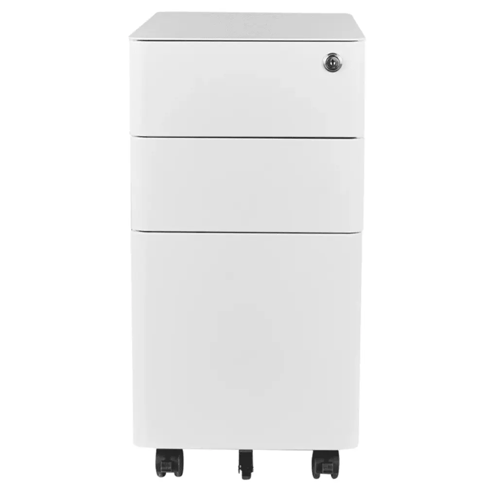WM Ultra-Thin File Cabinet - 3 Layer White Drawers on Durable Casters - Space Saving Office Storage FHWM-C