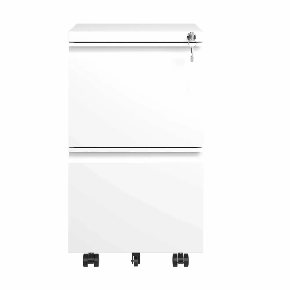 White 2-Drawer Metal Mobile File Cabinet Lock Hanging Legal Letter A4 General
