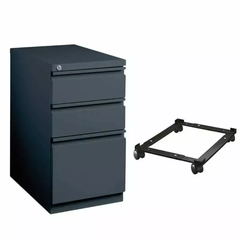 2 Piece Mobile File Cabinet Charcoal Black File Caddy Hirsh Industries