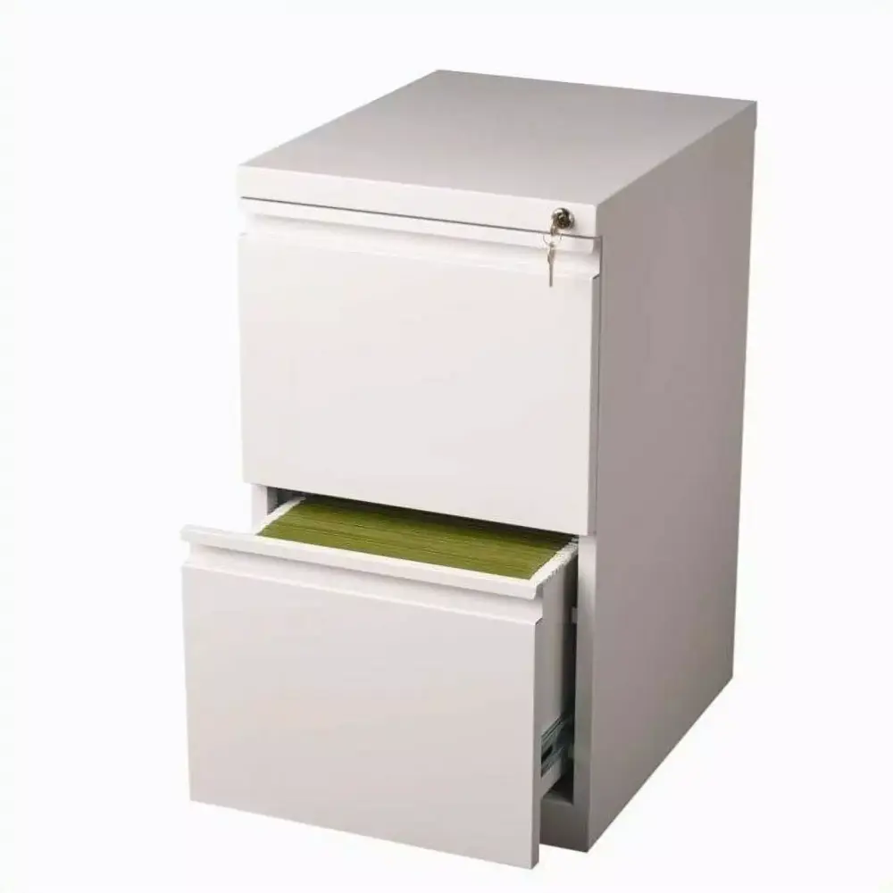 2 Piece Mobile File Cabinet White Black Adjustable File Caddy Hirsh Industries