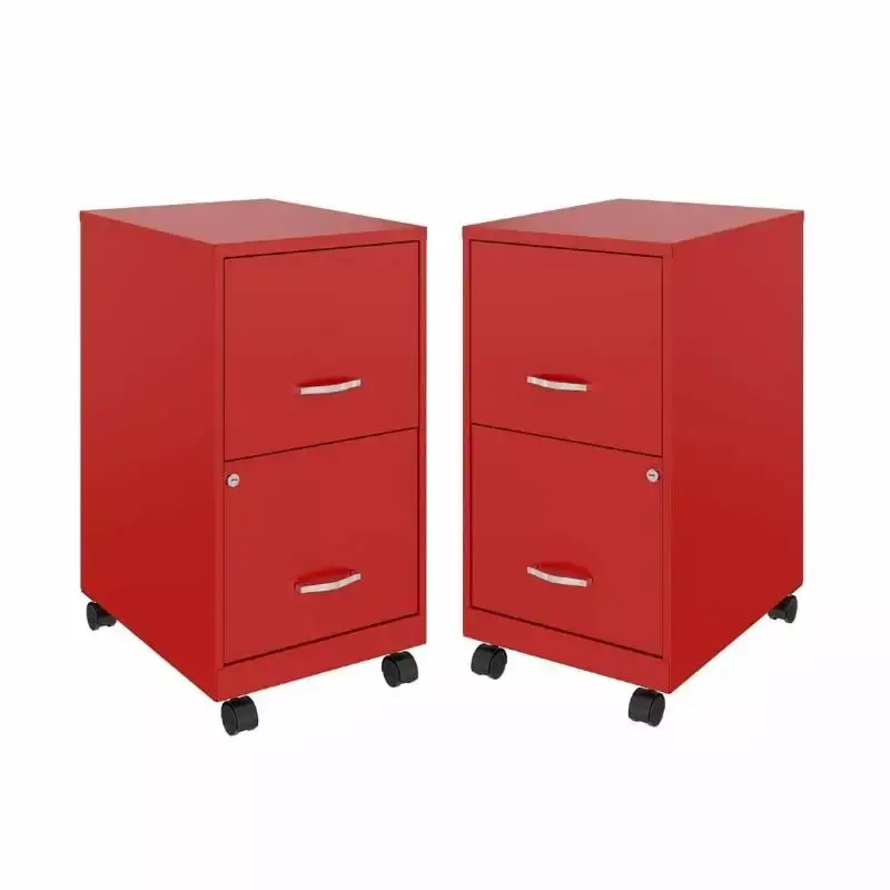 Home Square 2 Drawer Mobile Filing Cabinet Set Red Set 2