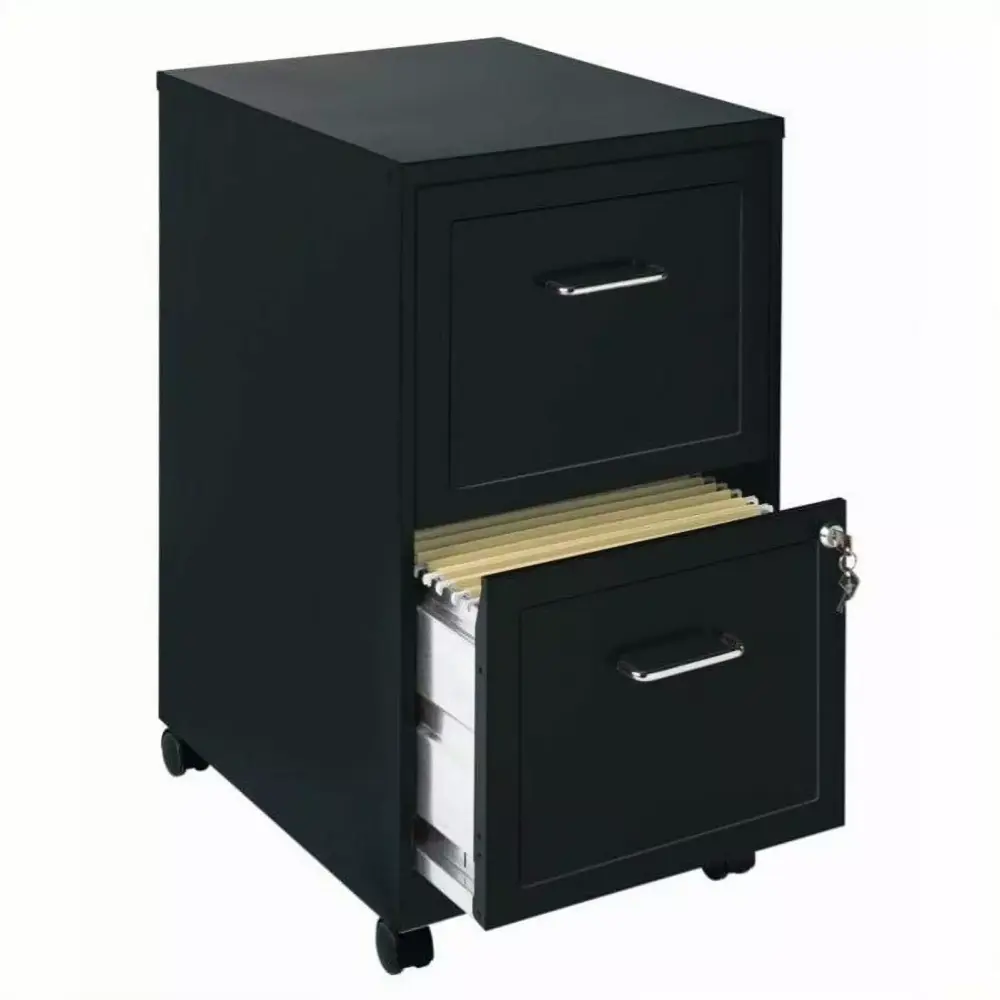 Home Square 2 Drawer Mobile Filing Cabinet Set Black Set 2